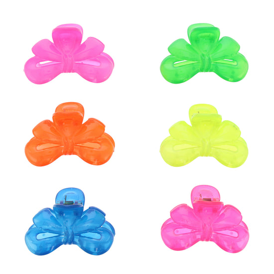 8cm Assorted Neon Bow Hair Claw Clips