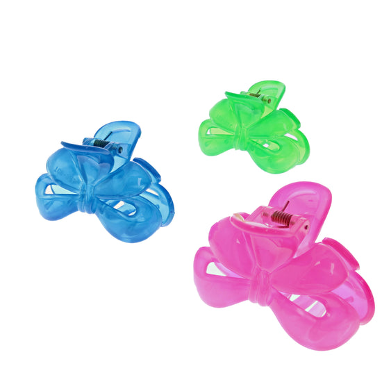 8cm Assorted Neon Bow Hair Claw Clips