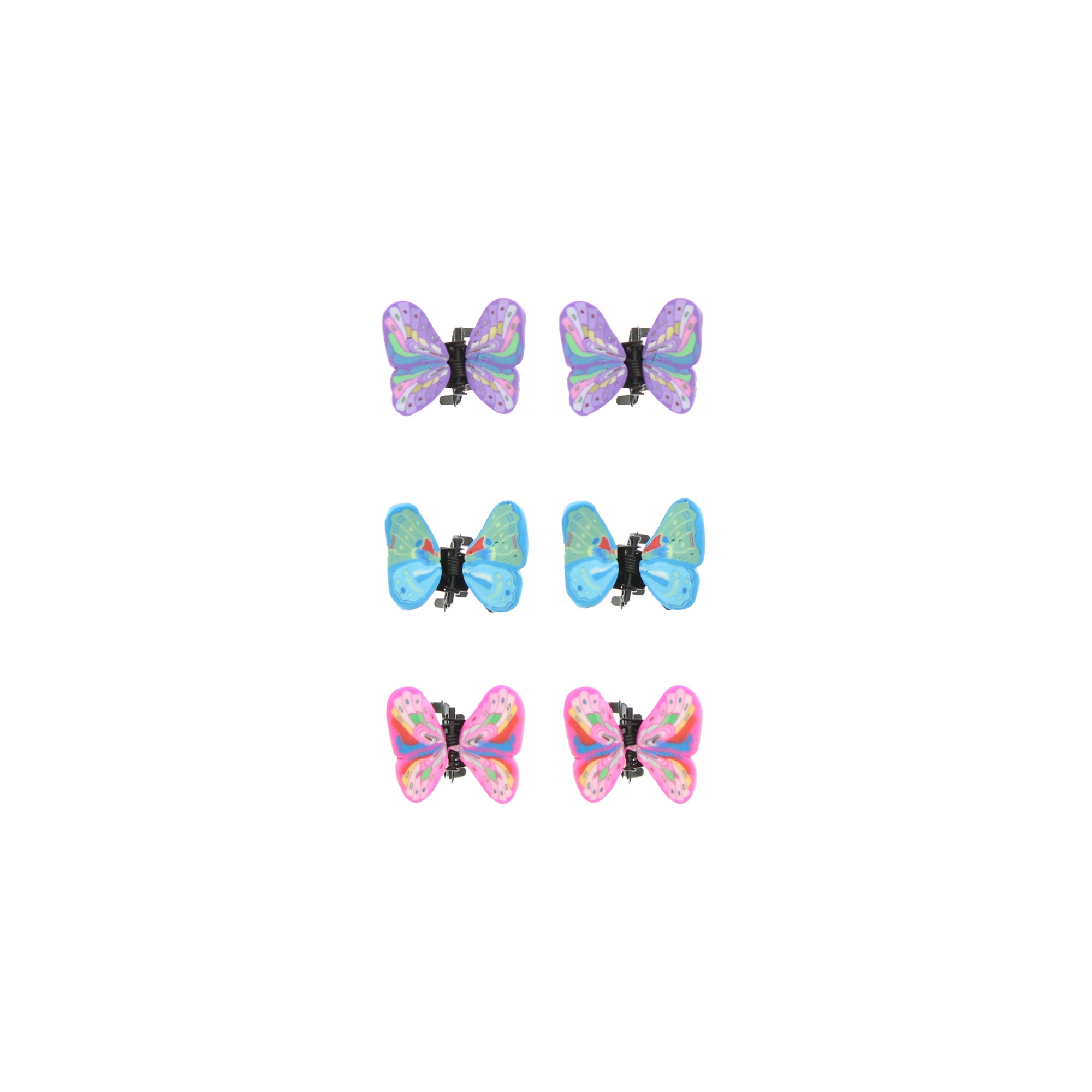 Set of 6 Pastel Butterfly Hair Clips