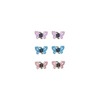 Set of 6 Colour Mini Glitter Butterfly Hair Clips