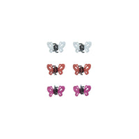 Set of 6 Colour Mini Glitter Butterfly Hair Clips