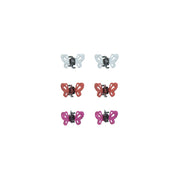 6 on a Card Assorted Colour Mini Glitter Butterfly Clips