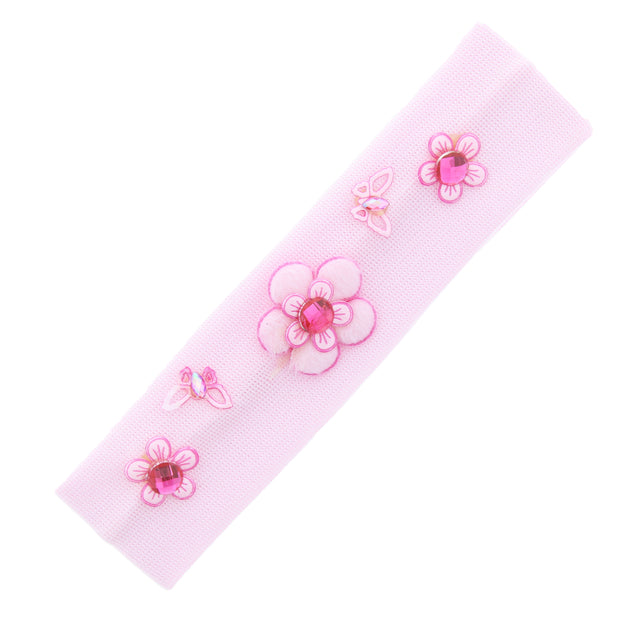 Baby/ Kids Headband with Pink Flowers and Gem Stones