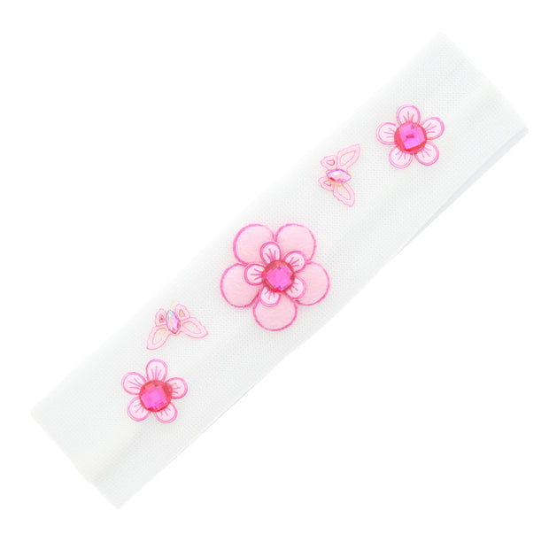 Baby/ Kids Headband with Pink Flowers and Gem Stones