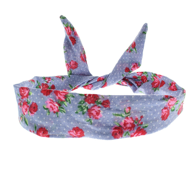 Polka Dot & Floral Print Denim Wire Headband