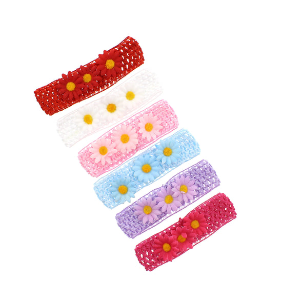 Baby/ Kids Assorted Crochet Headbands with Three Sunflowers