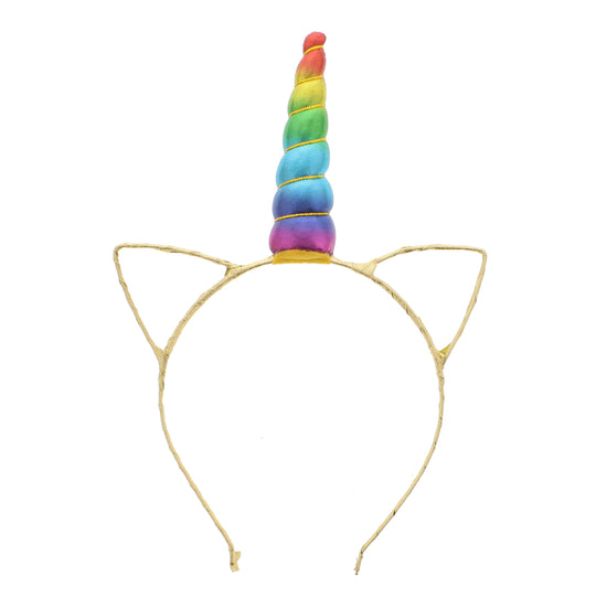 Animal Ears Headband with Rainbow Unicorn Horn