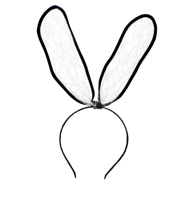 Black Lace Bunny Ears Headband