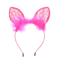 Lace Cat Ears Headband with Fur