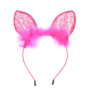 Lace Cat Ears Headband with Fur