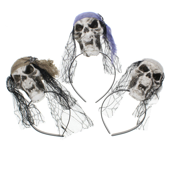 Children's Pirate Skull Headband with Spider & Veil