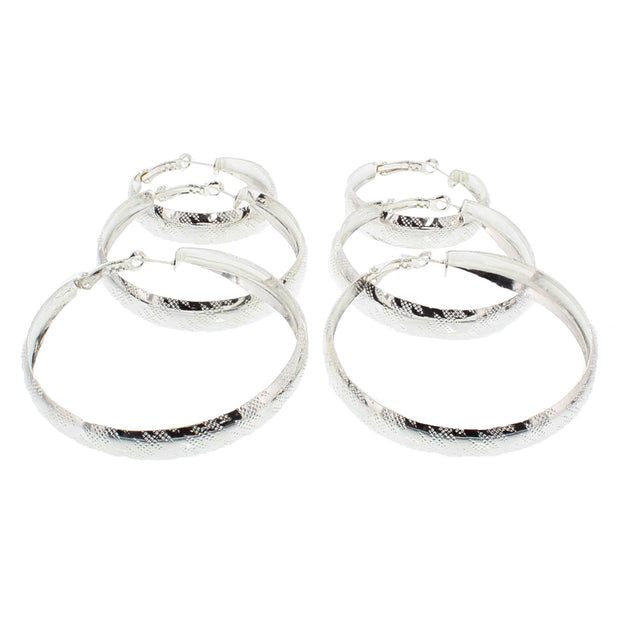 3 on a Card Patterned Thick Hoop Earrings
