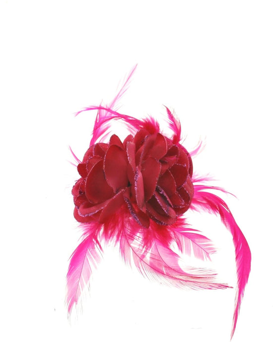 Double Glitter Mini-Rose with Feathers Hair Elastic