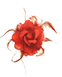 Double Rose with Glitter & Feathers on Hair Clamp