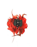 Double Rose with Glitter & Feathers on Hair Clamp