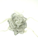 Double Rose with Glitter & Feathers on Hair Clamp