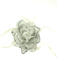 Double Rose with Glitter & Feathers on Hair Clamp