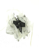 Double Rose with Glitter & Feathers on Hair Clamp