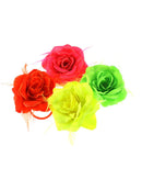 Rose with Glitter & Feather on Elastic & Hair Clip