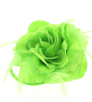 Rose with Glitter & Feather on Elastic & Hair Clip