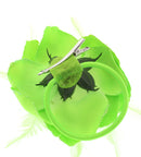 Rose with Glitter & Feather on Elastic & Hair Clip