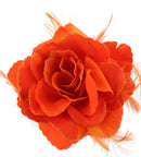 Rose with Glitter & Feather on Elastic & Hair Clip