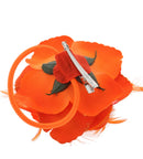 Rose with Glitter & Feather on Elastic & Hair Clip