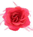Rose with Glitter & Feather on Elastic & Hair Clip