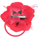 Rose with Glitter & Feather on Elastic & Hair Clip