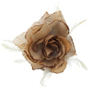 Rose with Glitter & Feather on Elastic & Hair Clip