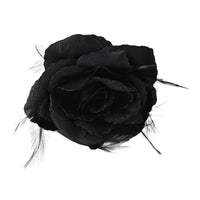 Rose with Glitter & Feather on Elastic & Hair Clip