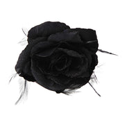 Rose with Glitter & Feather on Elastic & Clip