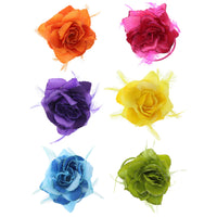 Rose with Glitter & Feather on Elastic & Hair Clip
