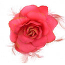Rose with Glitter & Feather on Elastic & Hair Clip