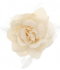 Rose with Glitter & Feather on Elastic & Hair Clip