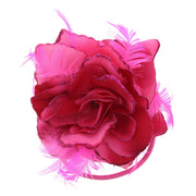 Rose with Glitter & Feather on Elastic & Clip