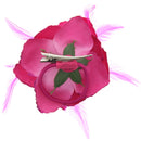 Rose with Glitter & Feather on Elastic & Hair Clip