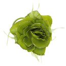 Rose with Glitter & Feather on Elastic & Hair Clip