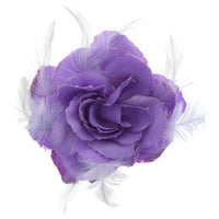 Rose with Glitter & Feather on Elastic & Hair Clip