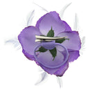 Rose with Glitter & Feather on Elastic & Hair Clip