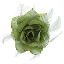 Rose with Glitter & Feather on Elastic & Hair Clip