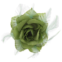 Rose with Glitter & Feather on Elastic & Hair Clip