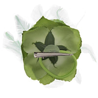 Rose with Glitter & Feather on Elastic & Hair Clip