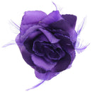 Rose with Glitter & Feather on Elastic & Hair Clip