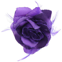 Rose with Glitter & Feather on Elastic & Hair Clip