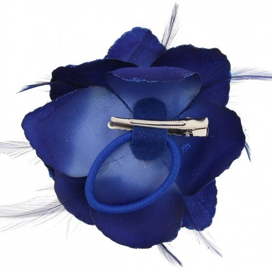 Rose with Glitter & Feather on Elastic & Hair Clip