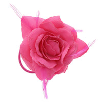 Rose with Glitter & Feather on Elastic & Hair Clip