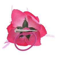 Rose with Glitter & Feather on Elastic & Hair Clip
