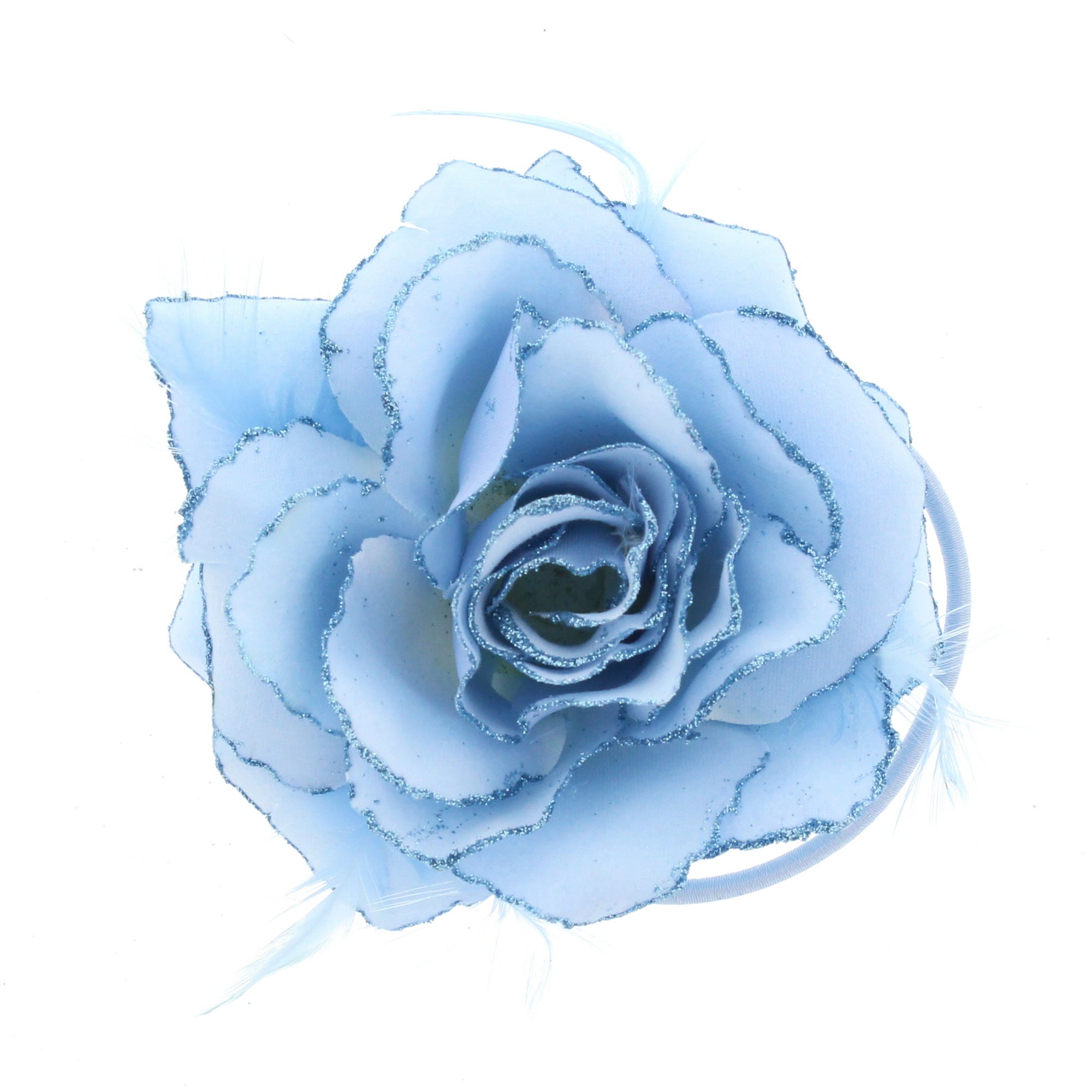 Glitter Rose with Feathers on Concord Clip