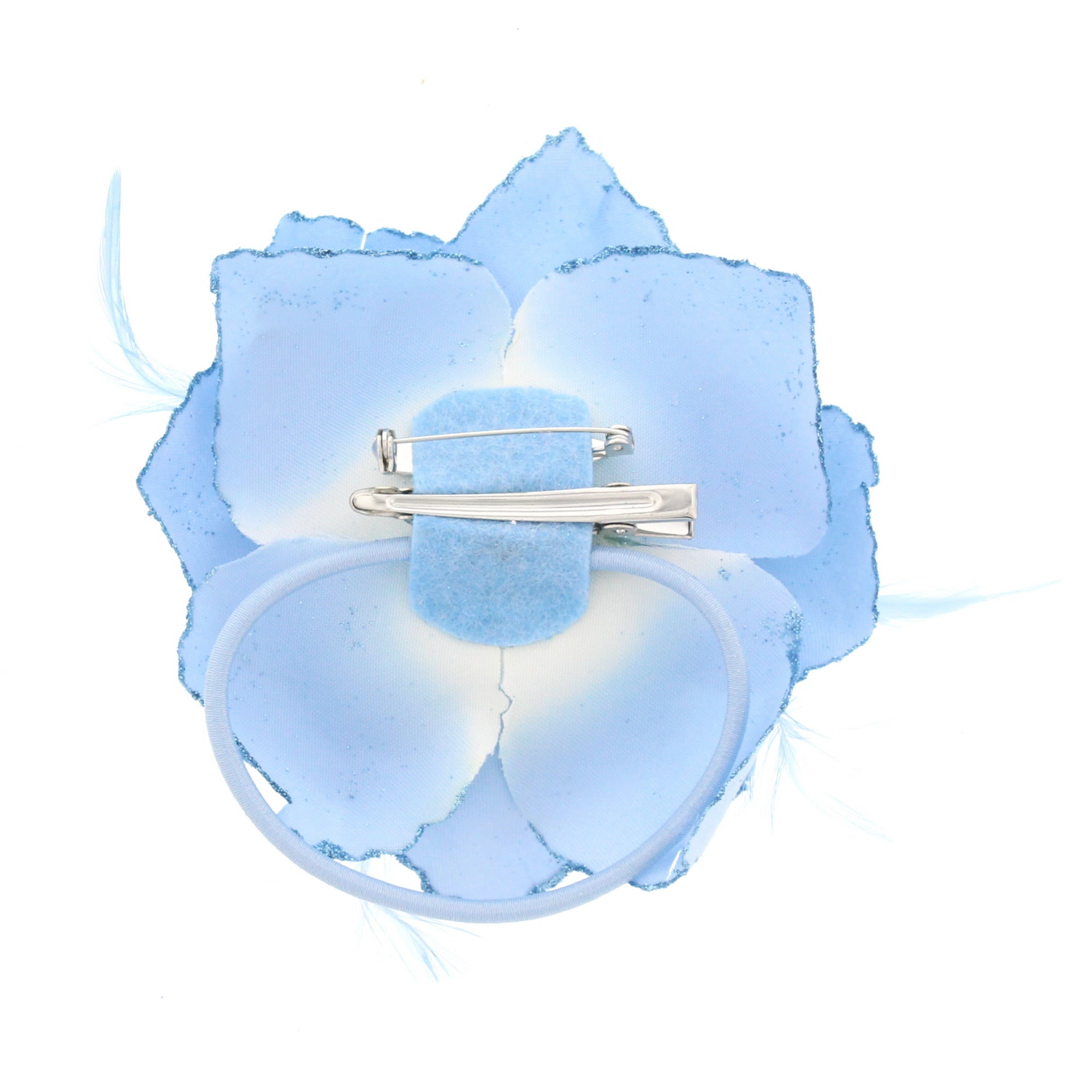 Glitter Rose with Feathers on Concord Clip